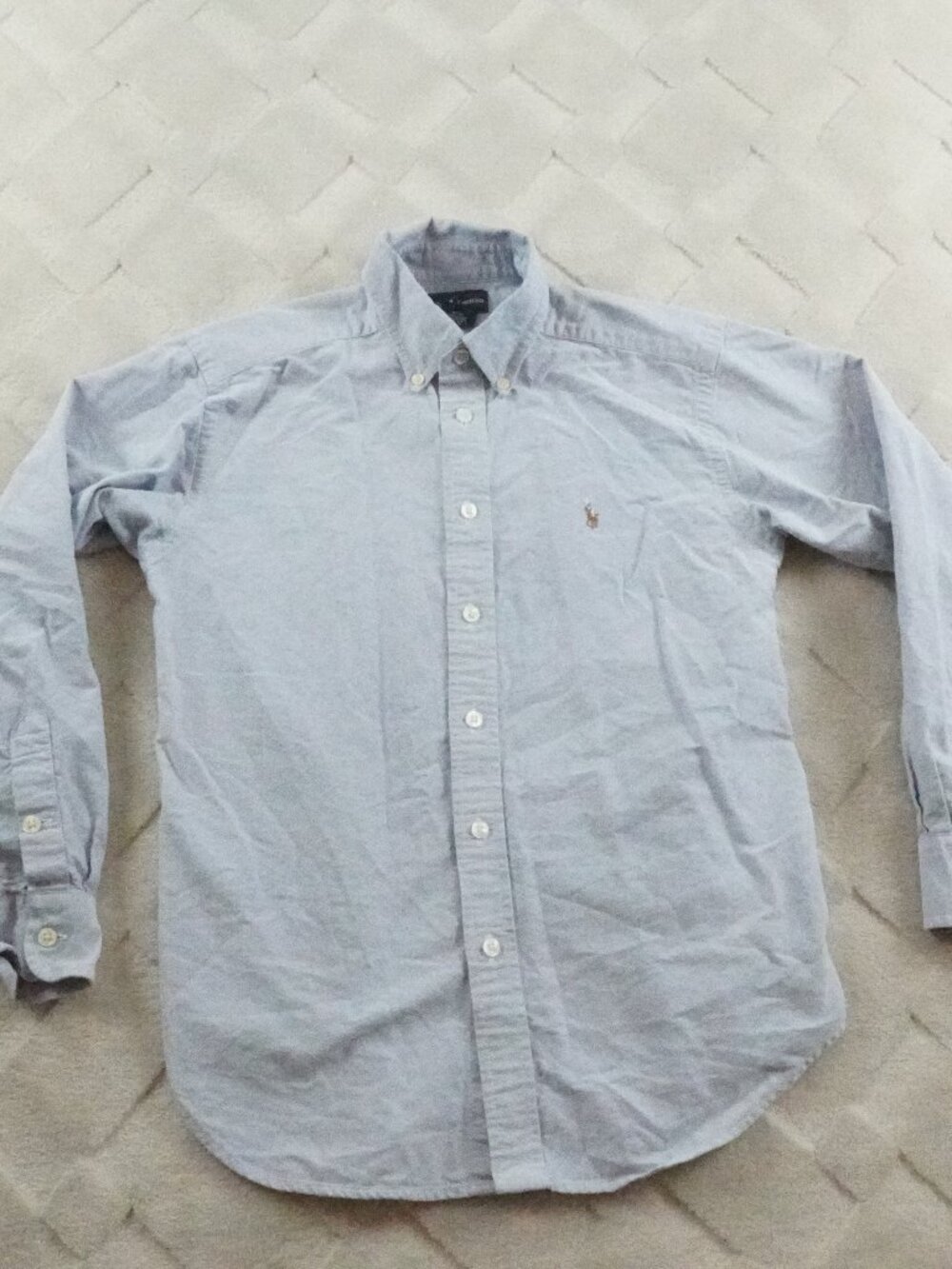 Ralph Lauren Oxford Button Up Shirt Youth Boy's Size 10 Blue Long Sleeve